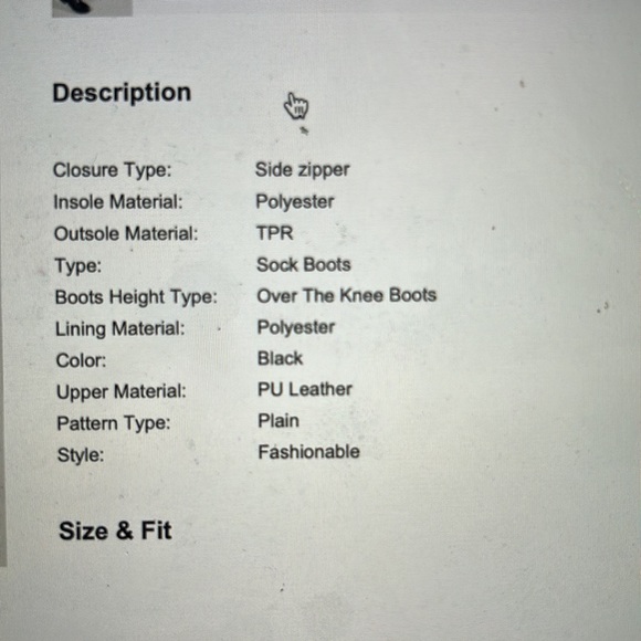 High rise black boots, "minimalist side zipper sock boots" - Picture 8 of 8